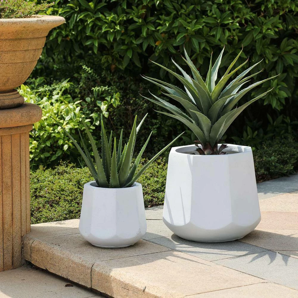 Luxen Home Octagon MgO White Composite Decorative Pots (2-Pack) - Image 2
