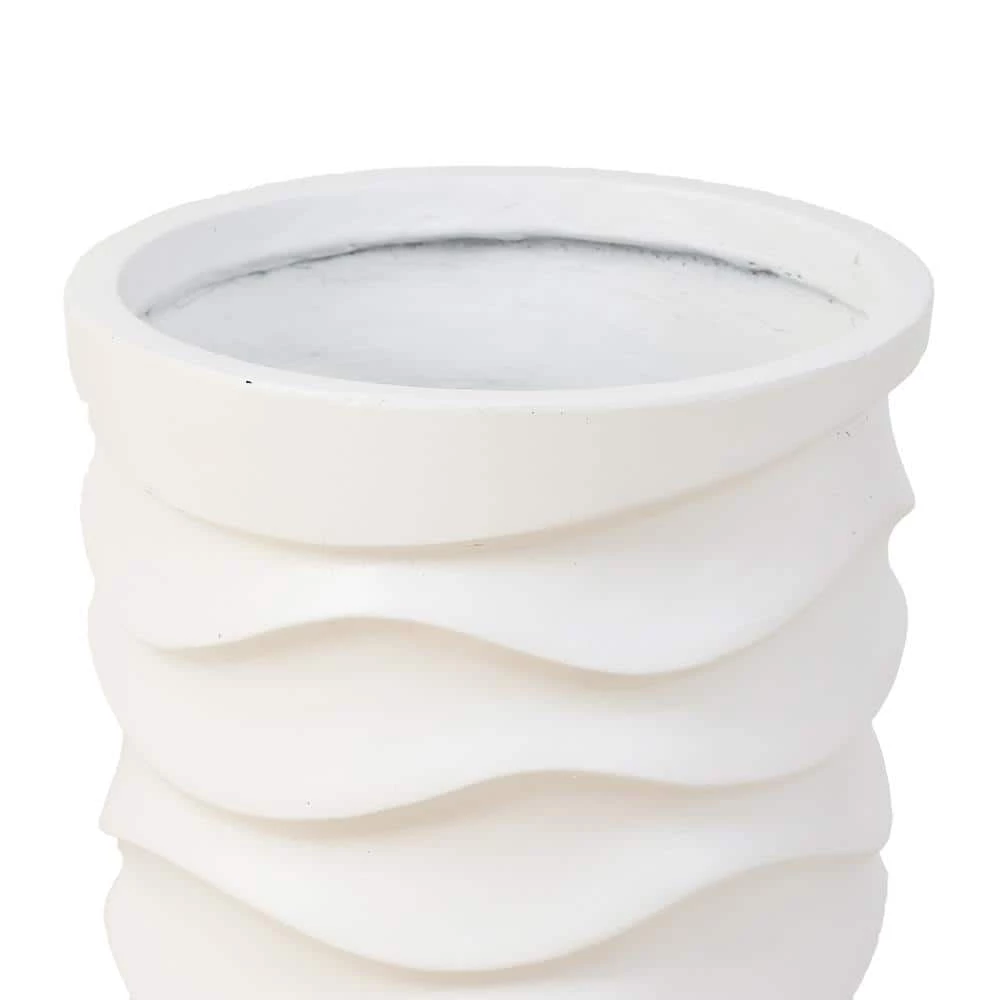 Luxen Home White Tall Wavy Composite MgO Planters (2-Piece) - Image 4