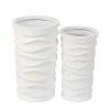 Luxen Home White Tall Wavy Composite MgO Planters (2-Piece)