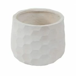 Luxen Home White Geo-Design Round Composite MgO Planter