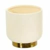 Nearly Natural 8 in. Elegance Ceramic Planter with Gold Accents